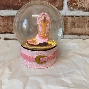 Pink and Gold Cowboy Boot Snow Globe